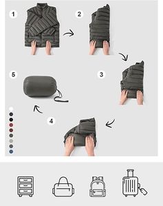 Men's Lightweight Packable Puffer Jacket Waterproof <b>Winter</b> Hood Jacket Custom Packable <b>Quilted</b> Puffer Jacket With Storage Pouch - Product Image 3