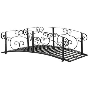 Ponte a piedistallo in metallo nero da 6FT con sponde di sicurezza per giardino, ponte da giardino per fiume, laghetto o torrente - Product Image 1