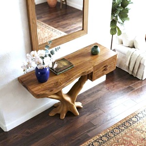 Vintage <b>Console</b> <b>Table</b> With Drawer Farmhouse Tabletop Solid Wood Handmade Furniture Living Room <b>Table</b> Housewarming Gift - Product Image 3