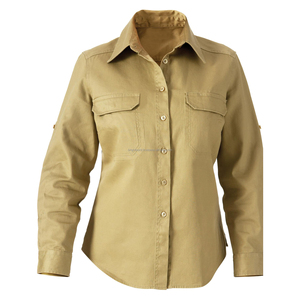 Chemise de travail respirante à manches longues en sergé de coton imprimé sérigraphié, sans couture, pour femme, sur mesure, sergé industriel, OEM - Product Image 1