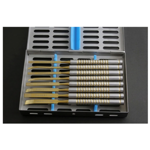 Ciseaux à os pour la périodonction, en acier inoxydable dentaire, manuels, autoclavables, approuvés CE, lot de 8 pièces avec kit, Or et Argent - Product Image 1