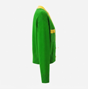Cardigan d'uniforme scolaire à col en V, pull en tricot boutonné, en acrylique doux, broderie personnalisée du logo de l'école, fournisseur en gros - Product Image 2