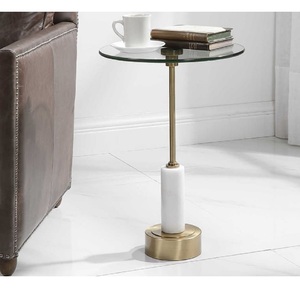 Mesa de Cóctel de Aluminio de Alta Calidad, Mueble Premium con Detalles Metálicos, Mesa Auxiliar para Hogar, Hotel, Vino y Bebidas, Latón - Product Image 1
