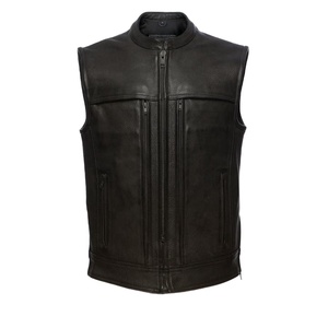 Gilet décontracté en cuir de vachette véritable pour hommes, veste classique sans manches en cuir doux et résistant à l'abrasion - Product Image 1
