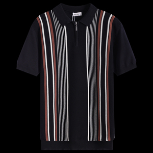 เสื้อเชิ้ตผู้ชายแขนสั้นพิมพ์ลายแบบ Heat-Transfer คุณภาพสูง ใส่สบายสำหรับฤดูร้อน ตัดต่อผ้าแบบ Patchwork ครึ่งซิป ย้อมสีพื้น สไตล์ลำลอง - Product Image 3