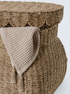 Cestas de Almacenamiento de Estilo Vintage de Mimbre Marino con Tapas, Cajas Organizadoras Tejidas Naturales con Bordes Festoneados, Solución Ecológica - Product Image 3