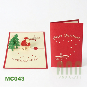 ANN HANDICRAFT, Tarjetas de Invitación Navideñas de Papel Cortado con Láser, Estilo Pop-Up 3D de Santa Claus Pescando, Hechas a Mano en Vietnam - Product Image 1