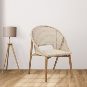 Venta caliente Silla de ratán con patas de madera maciza Silla de comedor moderna para comedor Patio jardín Muebles de exterior para la VENTA - Product Image 5