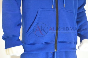 ชุดวอร์มแบบ unisex ทรงปกติ สีน้ำเงินรอยัล เสื้อฮู้ดและกางเกงจ็อกเกอร์ ผ้าฝ้ายออร์แกนิค 100% ผ้าฟลีซ สำหรับฤดูหนาว รับทำสีและโลโก้ตามสั่ง OEM ODM MOQ ต่ำ - Product Image 4