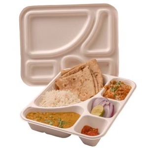 Fourniture en gros de couvercles de barquettes repas 5 compartiments en pulpe moulée Oceanic Global modernes et jetables, emballage alimentaire durable pour hôtels et cafés - Product Image 1