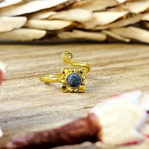 New Arrival <b>Lapis</b> <b>Rings</b> Boho Brass Jewelry Women 18k Gold Plated Dainty Swirl Wave Geometric Tribal Design Wholesale/OEM/ODM - Product Image 1