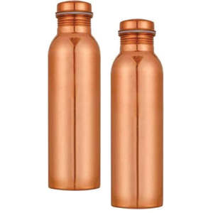 Bouteille en cuivre ayurvédique traditionnelle avec imprimé floral décoratif, récipient pour eau alcaline naturelle, bouteille en cuivre massif - Product Image 3