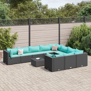 Set Divano da Esterno 11 Pezzi in Polyrattan Nero con Cuscini - Elegante Collezione Arredamento da Giardino - Product Image 1