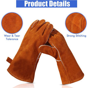 Guantes de Soldadura de Cuero Vacuno de Alta Calidad, Antideslizantes, Suaves, para Protección de Manos en Trabajos de Soldadura - Product Image 2