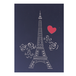 Tarjeta Pop-Up 3D al por Mayor con Temática de Amor, Diseño Floral de Pareja en la Torre Eiffel, Tarjeta de Felicitación Hecha a Mano para el Día de San Valentín, Arte de Recorte de Papel - Product Image 5