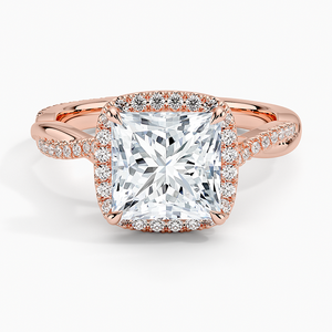 Bague de fiançailles en diamant taille coussin, or jaune, sertie pavé, bijoux fins classiques pour femme - Product Image 6