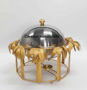 Cazuela Metálica de Lujo con Diseño de Rosas y Soporte, Plato para Calentar y Servir Comida Hecho a Mano - Product Image 5