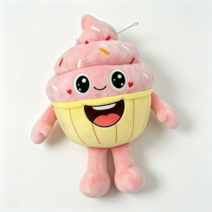 Peluche de cupcake rosa personalizado, cupcake con envoltura amarilla, peluche de cupcake rosa, cupcake de dibujos animados con brazos y piernas - Product Image 4