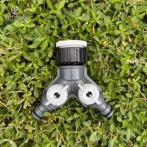 Conector de Manguera de Jardín de Plástico en Forma de Y de 2 Vías, Dos Válvulas de Control Individuales, Conexión Rápida, Estándar BS, Diámetro de 1/2\", 3/4\", 1\" - Product Image 1