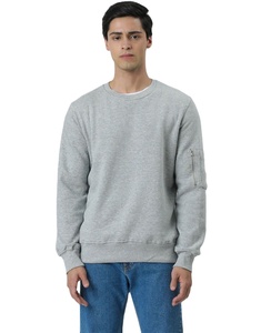 Bulk High Quality Sales Wholesale Embroidered Breathable Cotton Sweatshirts with Print, Zipper Sleeve Pocket Detail Plain <b>Sweats</b> - Product Image 6