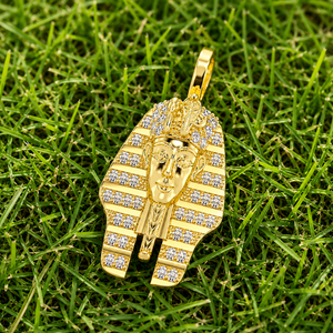 Trendy Vintage Charms 10K <b>Gold</b> Iced Custom Egyptian Pharaoh <b>Pendants</b> Custom Lab Grown Diamond Luxury Fashion Unisex Jewelry Gift - Product Image 5