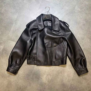 Nouvelle veste en cuir véritable pour femme, veste de motard en cuir à motifs, veste de motard en cuir de vache véritable pour femme - Product Image 4