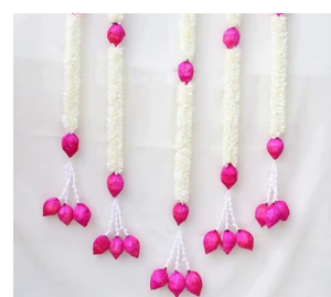 Décoration murale traditionnelle en fleurs avec des pompons roses pour mariage, décoration intérieure de salon - Product Image 5
