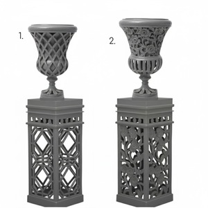 Classic Metal Flower <b>Stand</b> with Hand Carved Floral Pattern Outdoor Garden Planter for Flower or Green <b>Plant</b> Vintage Style - Product Image 1