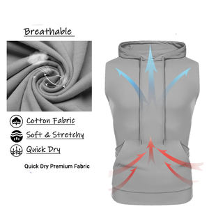 Sudadera con capucha para hombre, de alta calidad, básica, mezcla de algodón, fácil de usar, holgada, para culturismo, camiseta sin mangas para hombre - Product Image 4