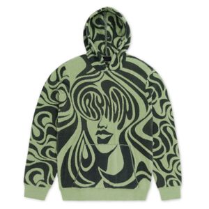 Pull à capuche en mohair tricoté sur mesure 2026, épaules tombantes, jacquard, en laine duveteuse pour homme – Collection Hiver - Product Image 3