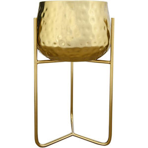 Macetero de Hierro Moderno para Interiores con Soporte Negro, Acabado Cobre Antiguo, Maceta Redonda de Metal para Decoración del Hogar - Product Image 4