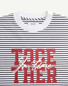 Camiseta Casual a Rayas de Manga Corta para Hombre, Ecológica, con Gráfico de Letras, Transpirable, Antiarrugas, 100% Algodón 10S26TSS072 - Product Image 4