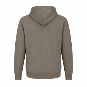 Men Brown Pullover <b>Hoodie</b> – <b>Plain</b> Fleece Sweatshirt - Product Image 2