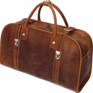 Unisex Pu Leather Duffle Bag Large Capacity Zipper Closure Adjustable Strap Classic Style Gym Travel Bag Brown - Product Image 4