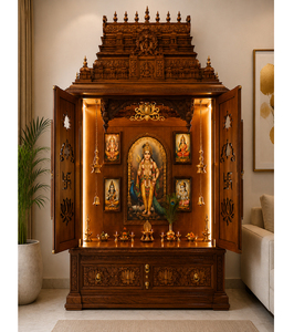 Traditional South Indian Ashta Lakshmi Pooja <b>Mandir</b> Luxury Wooden Prayer Temple Royal Indian Pooja <b>Mandir</b> Cabinet for Home Decor - Product Image 1