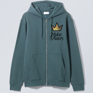 Sweat-shirt à capuche pour homme, couleur turquoise, coupe classique, 300 grammes, 100% coton molletonné, vêtement d'hiver décontracté, avec poche, logo imprimé en feuille d'aluminium - Product Image 2
