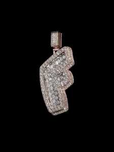 จี้เพชรตัวอักษร F แบบ Iced Out สั่งทำพิเศษ ทองคำแท้ 18K สไตล์ฮิปฮอป เครื่องประดับผู้ชาย เพชรธรรมชาติทรงบาแกตต์ รับรองโดย GIA - Product Image 3