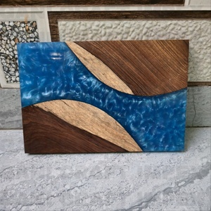 Handmade Epoxy Resin Cheese Board Wooden Serving Board for Kitchen Charcuterie <b>Platter</b> Custom Design - Product Image 5