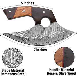 Couteau de chef pliant artisanal en acier Damas avec manche en bois d'olivier rose |   Couteau de chef Ullu personnalisé |   Outil multifonction ambidextre EDC - Product Image 4