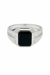 <b>Black</b> Onyx <b>Stone</b> <b>Ring</b> in 925 Sterling <b>Silver</b> KLSR12402 - Product Image 2