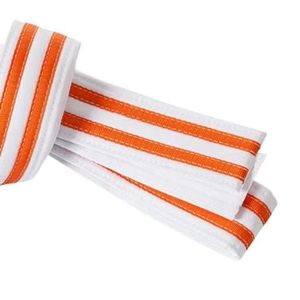 White Orange Striped Taekwondo Rank Belt Cotton Martial Arts Grading Strap Professional Training Gear BJJ Rank Belt - Product Image 4