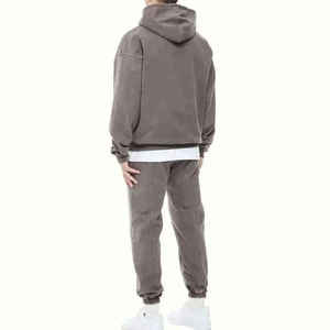 Conjunto de sudadera con capucha y pantalones anchos de forro polar grueso para hombre, de corte recto y holgado, multicolor, a bajo precio y personalizado. - Product Image 2