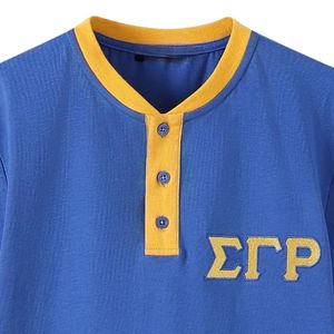 Camisa Henley Premium Sigma Gamma Rho SGRho Azul Dorado, Prenda Griega Elegante para Hermandad - Product Image 2