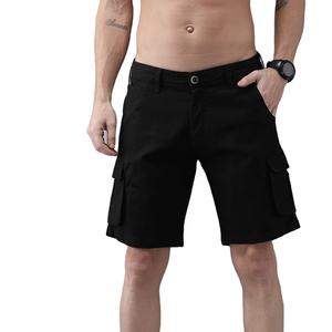Verano 100% algodón Cargo Shorts hombres Casual Multi-Bolsillo sólido hasta la rodilla hombres pantalones cortos - Product Image 1