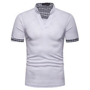 Camisa de Manga Corta Tejida Roja para Hombre, Diseño con Patrón Geométrico, Estilo Deportivo Casual, Cuello en V, 100% Poliéster Transpirable - Product Image 6