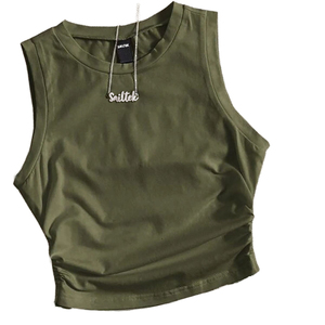 Women's Sleeveless Breathable Knitted Eco-Friendly Quick Dry 100% Cotton Hip Hop Casual Short Ribbed Basic Crop Tank <b>Top</b> - Product Image 2