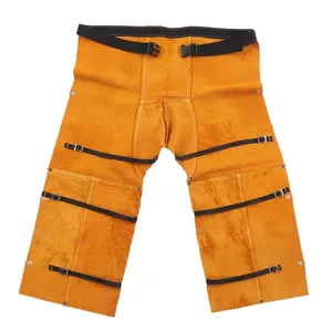 กางเกงหนังแท้สำหรับเชื่อมโลหะ ป้องกันไฟ ทนความร้อน แบบผ้ากันเปื้อน ป้องกันขา สำหรับช่างเชื่อม ชุดป้องกันความปลอดภัยสำหรับงานเชื่อม - Product Image 6