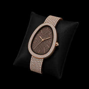 Montre de luxe en or rose sertie de diamants, bracelet en acier inoxydable en forme de poire, montre-bracelet à quartz pour femme, style premium - Product Image 2