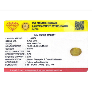 Natural Yellow Sapphire 3.6 Carat Oval Cut Loose Gemstone for Fine Jewelry - Product Image 4