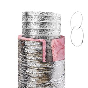 Tubo Flessibile Isolato da 8 Piedi, Protezione a Tre Strati Resistente, Tubo di Ventilazione per Asciugatrice Lungo 25 Piedi, 2 Morsetti per Tubi per Riscaldamento HVAC in Appartamento - Product Image 1